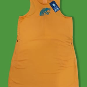 Florida A&M University Orange Sleeveless Tennis Dress | Women&#39;s Tennis Dress with Rattlers Head Logo | Workout Dress with Hidden Pockets