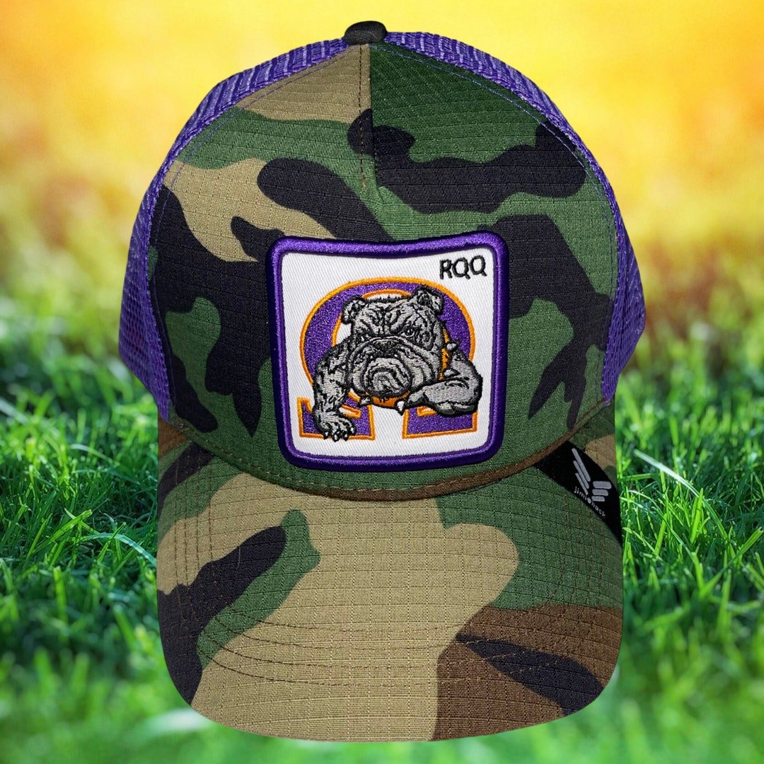 Omega Psi Phi RQQ | Camouflage Trucker Hat| Camo and Purple