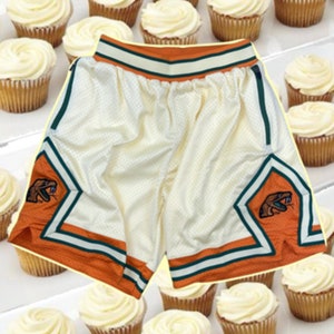Florida A&M University Rattlers Athletic Shorts | Florida AM Premium Polyester Mesh Shorts Cream | Mascot Rattlers Embroidered Sports Shorts