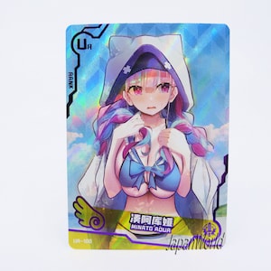 Carte Hololive Virtual Youtuber Minato Aqua Vtuber Card Swimsuit Anime Manga Girl Waifu Doujin Egirl Trading Card Goddess Story UR-100