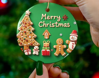 Christmas Gingerbread Cookie Ornament, Holiday Tree Decoration, Winter Home Decor, Xmas Gift Idea, Festive Hanging Bauble