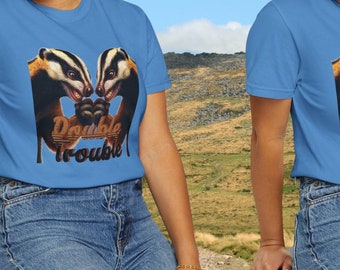 Double Trouble Honey Badger T-Shirt, Fun Graphic Tee, Funny Animal Shirt, Wildlife Tee, Nature Lover Gift