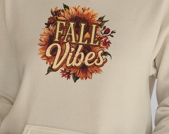 Fall Vibes Sunflower Hoodie, Cozy Autumn Sweatshirt for Men and Women - Fall Outfit, Seasonal Apparel, Unisex Pullover, Warm Hoody, Soft