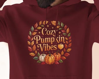 Cozy Pumpkin Vibes Hoodie, Autumn Sweatshirt