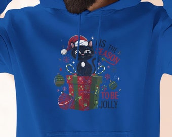 Cozy "Tis the Season to be Jolly" Hoodie, Christmas Back Print Sweatshirt, Festive Winter Apparel, Holiday Gift