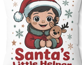 Christmas Pillow, Holiday Decor, Santa's Little Helper Throw Pillow