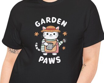 Cute Cat Gardener T-Shirt, Animal Lover Gift, Garden Paws Tee, Cat Lover Shirt, Gardening Gift