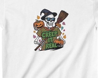 Skeleton Kid Tee, Spooky Halloween Shirt