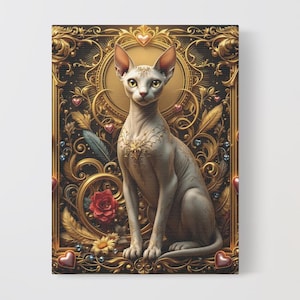 Sphynx Cat Canvas Wall Art, Cat Lover Decor, Minimalist Cat Painting, Pet Portrait, Modern Home Decor