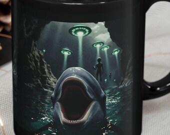 Mystical Dolphin UFO Encounter Sci-Fi Mug