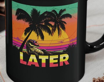 Novelty Alligator Mug, Reptile Lover Gift, Animal Print Coffee Cup, Fun Gator Gift, Unique Coffee Mug