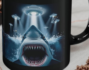 Sci-Fi Shark UFO Encounter Coffee Mug