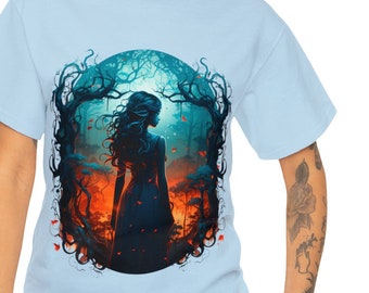 Woman in the Forest Halloween Unisex Tee, Heavy Cotton, Classic Fit, True to Size.