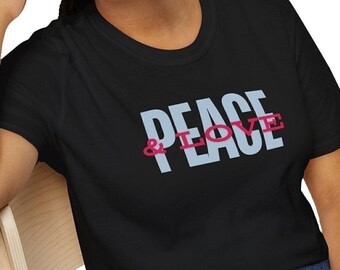 Unisex Softstyle T-Shirt - Peace & Love, Unisex Softstyle Tee, Bohemian Vibes, Positive Message