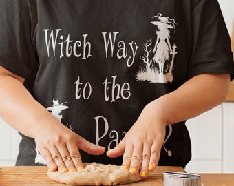 Witch Way to the Party Halloween Shirt, Unisex Heavy Cotton Tee, True to Size, Halloween T-Shirt