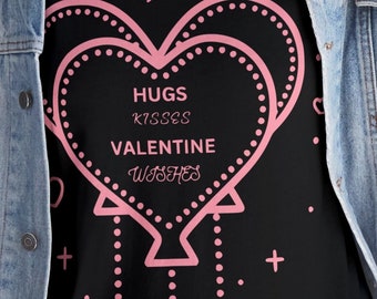 Romantic Gift, Gift for Him Her, Cute Couples Tee, Hugs kisses valentine wishes, Unisex Heavy Cotton Tee