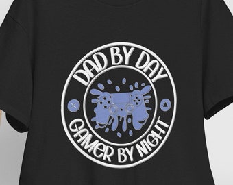 Dad by day Gamer by night Tee, Casual Gaming Shirt, Father's Day Gift, Gaming Shirt for Men
