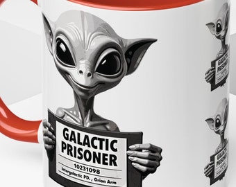 Galactic Prisoner Mug, Space Coffee Cup, Alien Captive Drinkware, Sci-Fi Tea Mug, UFO Kitchen Decor
