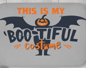 This is My Bootiful Costume Halloween Bath Mat, 100% Microfiber, Anti-Slip, Fast Drying.