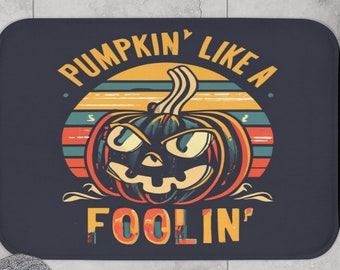 Pumpkin like a fooling Halloween Bath Mat, 100% Microfiber, Anti-Slip, Fast Drying.
