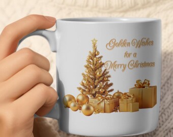 Golden Wishes for a Merry Christmas Mug