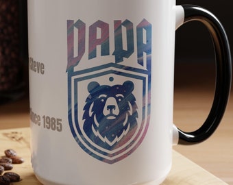 Personalized Papa Bear Mug, Custom Name & Year Gift