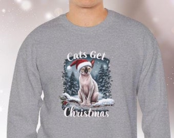 Sphinx Cat Christmas Sweatshirt, Holiday Pet Lover Gift, Cat Owner Apparel, Funny Feline Xmas Jumper, Cozy Winter Sweater