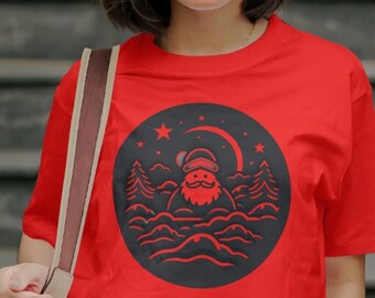 Santa Claus Shirt Christmas Costume Tee Festive Gift T-shirt Santa Hat Top Funny Xmas Tee Holiday Party Wear