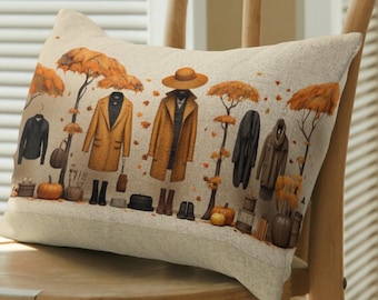 Autumn Collection Pillow - Festive Pumpkin Decorated Polyester Cushion for Cozy Fall Home Styling, Perfect Housewarming Gift