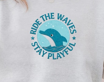 Playful Dolphin Sweatshirt, Ocean Lover Jumper