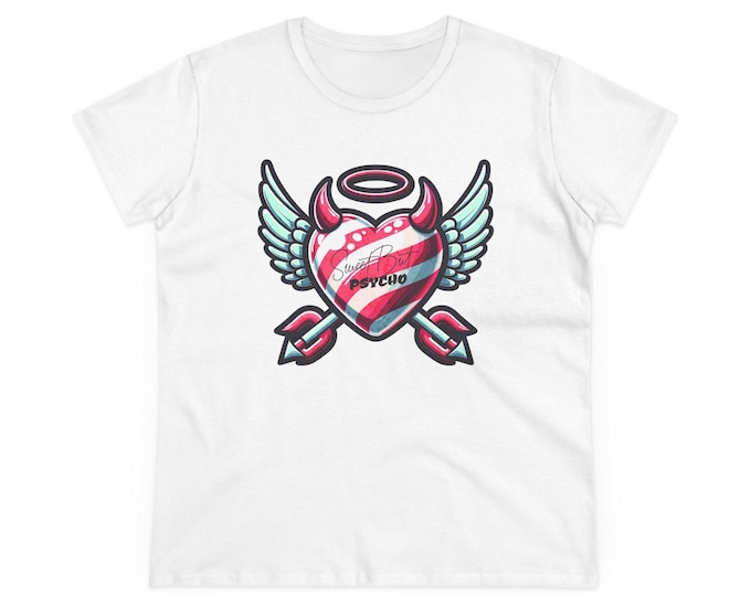 Featured listing image: Sweet But Psycho Tee Playful Edgy Shirt Youthful Spirit Vibrant Clothing Pop Culture Top Bold Fashion Statement