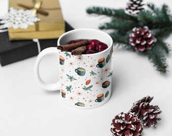 Coffee and Tea Leaves Ceramic Mug - Artistic 11oz