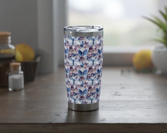 3D Art Butterflies Vagabond Tumbler, Butterfly Pattern Tumbler, 20oz Tumbler, Travel Cup, Gift for Her