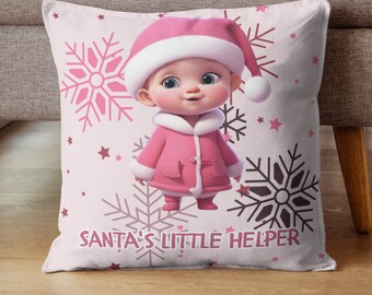 Santa's Little Helper Decorative Pillow, Soft Spun Polyester, Perfect for Adding Festive Cheer, Great Christmas Gift Idea
