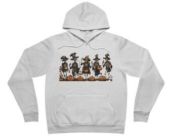 Spooky Skeletons Dancing with Pumpkins Unisex Hoodie, Halloween Sweatshirt, Scary Skeleton Costume, Fall Pullover, Creepy Holiday Apparel