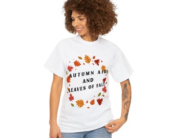 Autumn Air and Leaves of Fall, Unisex Heavy Cotton Tee - Comfortable Seasonal Clothing for Autumn Lovers - Perfect Thanksgiving Gift