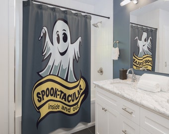 Halloween Shower Curtain, Spooky Design, 100% Polyester, 71x74 inches.