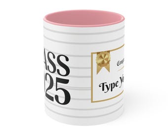 Graduation Mug for Class of 2025, Personalized Ceramic Coffee Cup, Custom Name Gift for Grads