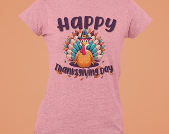 Happy Thanksgiving Day Women's Softstyle Tee, Cozy and Comfortable, Perfect for Celebrating the Holiday, Ideal Gift for Her