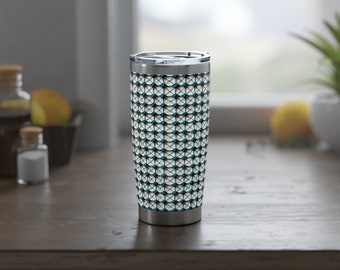 3D Embroidered Fishing Net Design | 20oz Stainless Steel Tumbler | Double Wall Insulated | Spill-Resistant Lid | Car Cup Holder Compatible