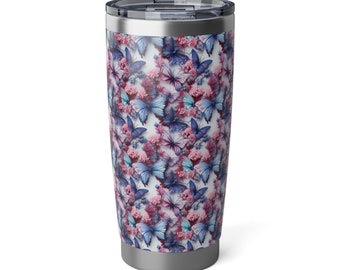 3D Butterflies, Stainless Steel 20oz Vagabond Tumbler, Double Wall Insulated