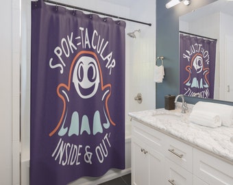 Halloween Shower Curtain, Spooky Design, 100% Polyester, 71x74 inches.
