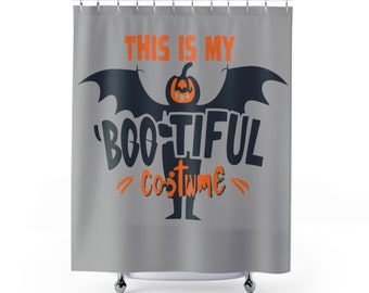 This is My Bootiful Costume Halloween Shower Curtain, 100% Polyester, One-Sided Print.