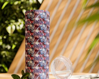 Insulated 20oz Skinny Tumbler, 3D Butterflies, Stainless Steel, With Color-Matching Straw