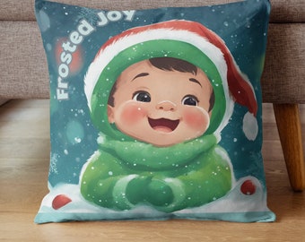 Almohada cuadrada de poliéster, elegante y acogedora para sofás y camas, ideal como regalo de Navidad