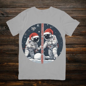 Two Astronauts Playing Graphic Tee, Softstyle Unisex Shirt, Ideal for Casual Outfit, Great Gift for Sci-fi Lovers