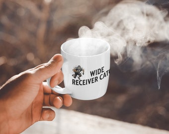 Football Wide Receiver Catch 11oz Ceramic Mug - Action-Packed Design for Sports Lovers - Perfect Gift for Football Fans