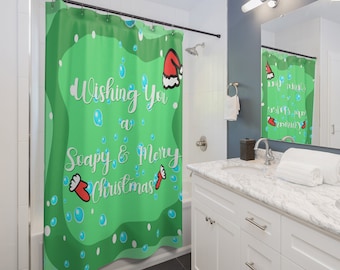 Wishing You a Soapy & Merry Christmas Shower Curtains Festive Bathroom Decor