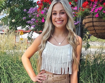 SUGAR Beaded Fringe Crop Top