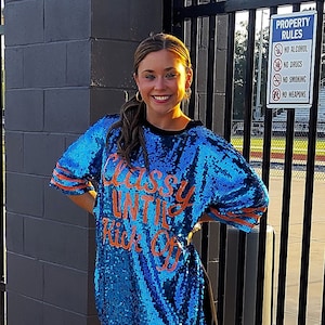 Florida Sequin &quot;Classy Until Kickoff&quot; Mini Dress/Top Blue/Orange